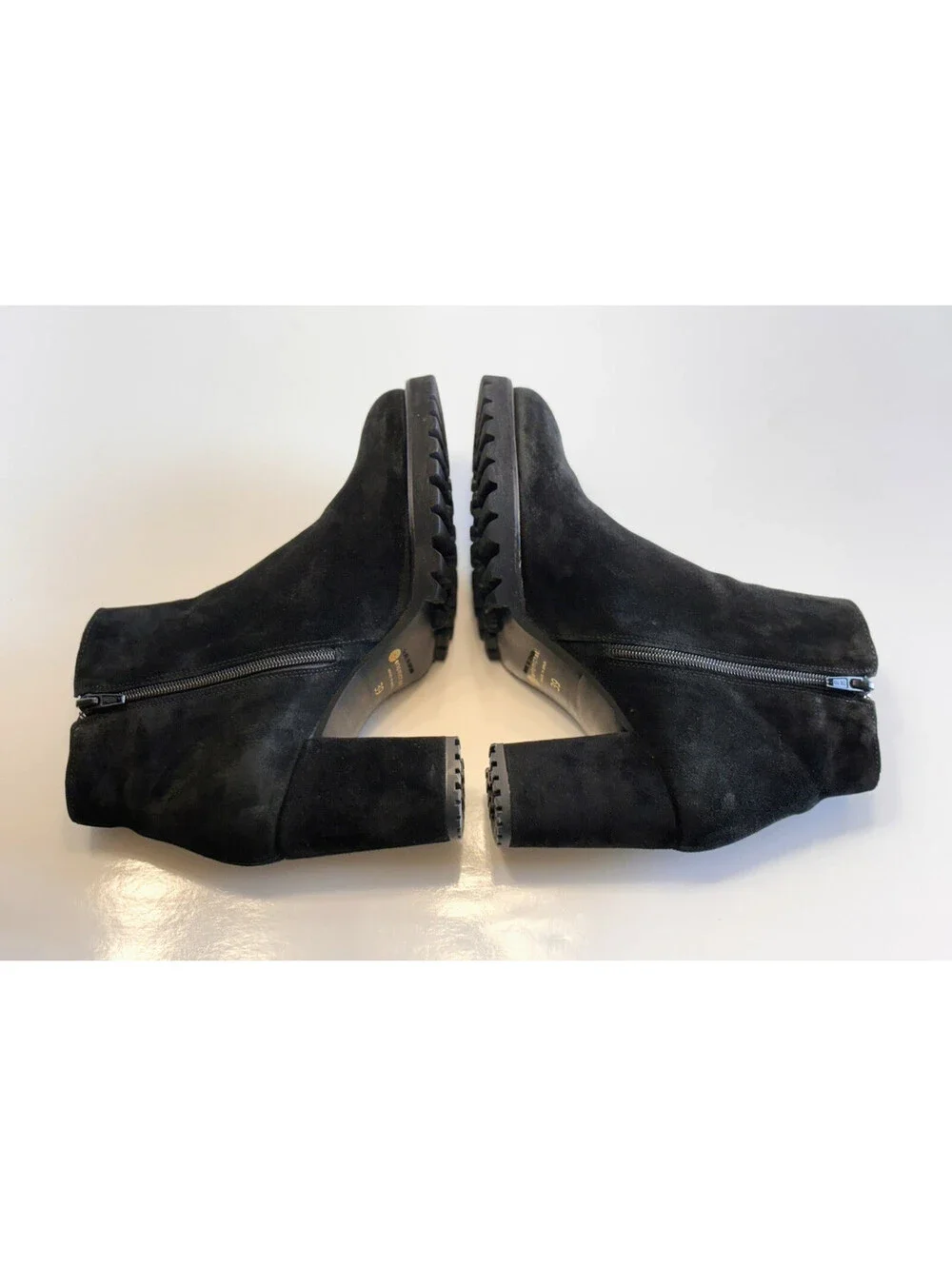 Eric Michael Quebec Women's 8.5 Black Suede Heeled Platform Ankle Boots Side Zip